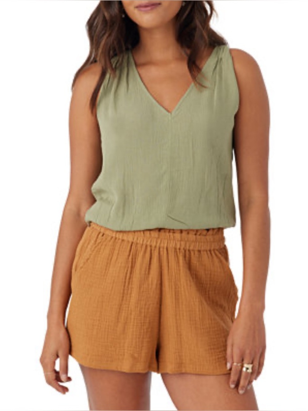 O'Neill Olive Green V-Neck Sleeveless Tank
